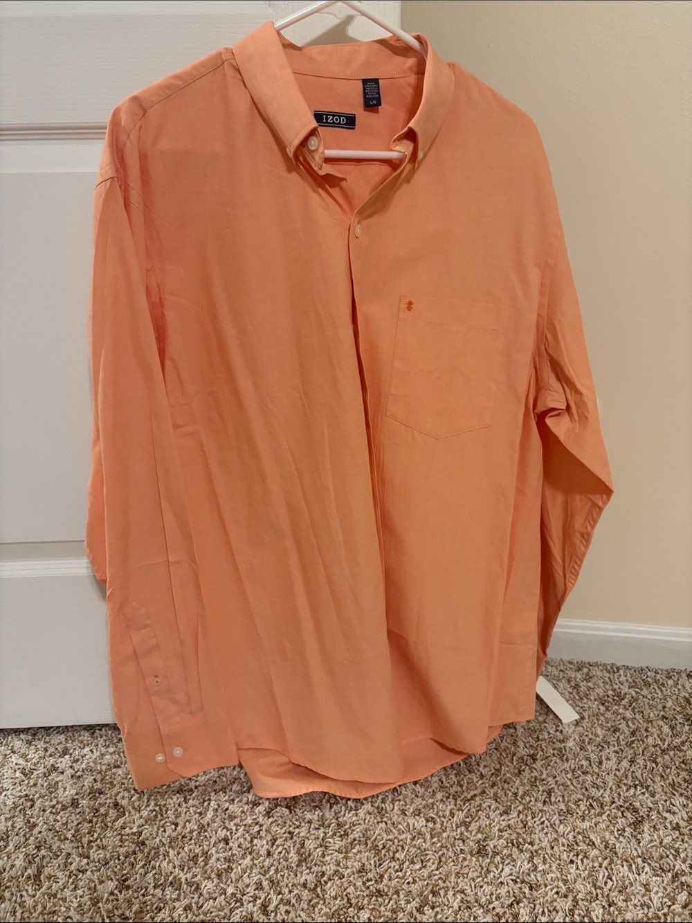 Izod Men's Button-Down Shirt in Coral Orange